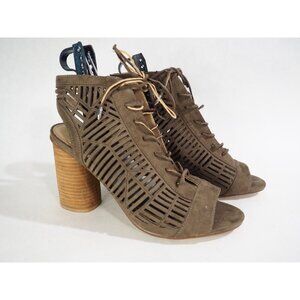 Sam Edelman Rocco Brown Suede Cutout Lace Up Block Heels, Size 9.5 (US)